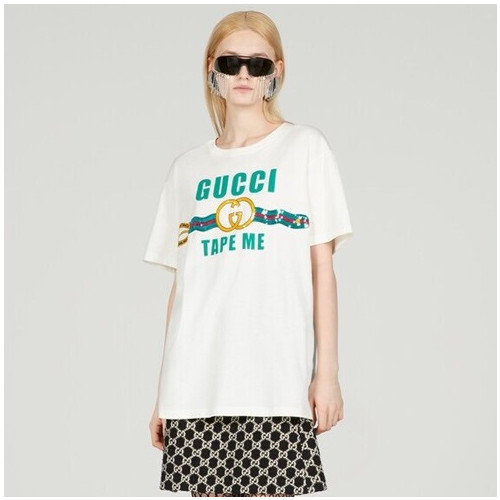구찌 남/녀 화이트 크루넥 반팔티 - Gucci Unisex Short sleeved T-shirts - gu358x