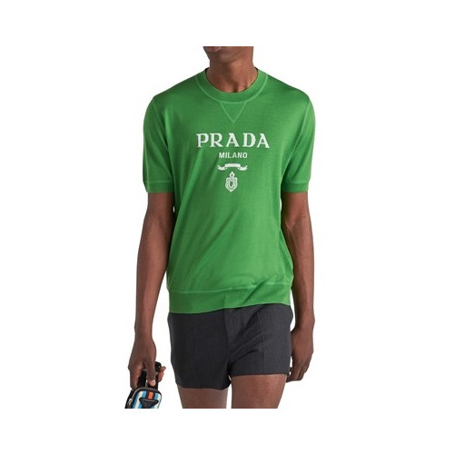 프라다 남성 크루넥 그린 반팔티 - Prada Mens Green Short sleeved T-shirts - pr364x
