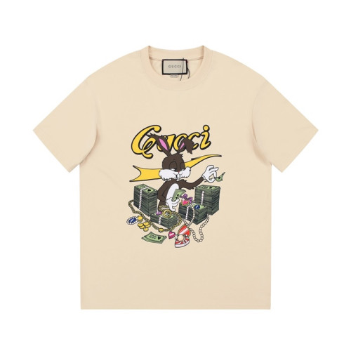 구찌 남/녀 아이보리 크루넥 반팔티 - Gucci Unisex Ivory Short sleeved T-shirts - gu536x