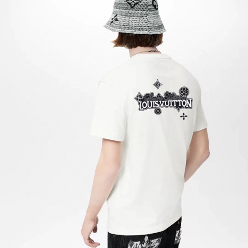 루이비통 남성 화이트 크루넥 반팔티 - Louis vuitton Mens White Short sleeved T-shirts - lv695x