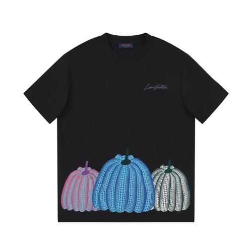 루이비통 남성 블랙 크루넥 반팔티 - Louis vuitton Mens Black Short sleeved T-shirts - lv708x