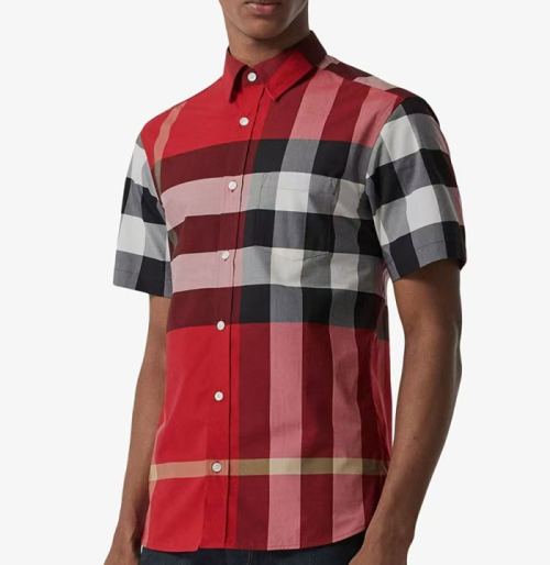 버버리 남성 베이직 레드 반팔 셔츠 - Burberry Mens Red Tshirts - bu144x