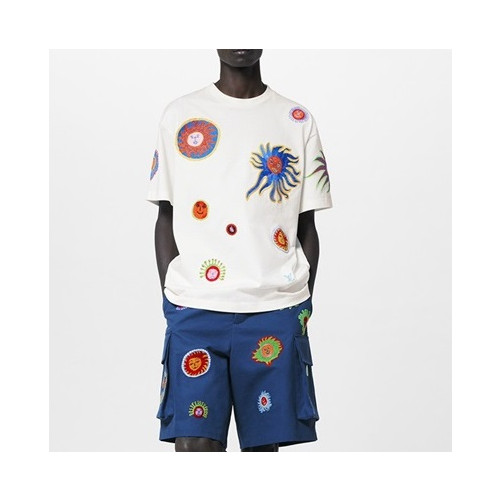 루이비통 남성 화이트 크루넥 반팔티 - Louis vuitton Mens White Short sleeved Tshirts - lv726x