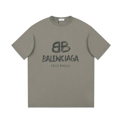 발렌시아가 남성 카키 크루넥 반팔티 - Balenciaga Mens Khaki Short sleeved Tshirts - ba304x
