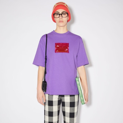 아크네 남/녀 퍼플 크루넥 반팔티 - Acne Unisex Purple Short sleeved T-shirts - ane196x