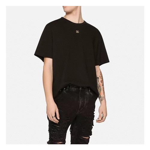 돌체앤가바나 남성 블랙 크루넥 반팔티 - Dolce&Gabbana Mens Black Tshirts - dol454x