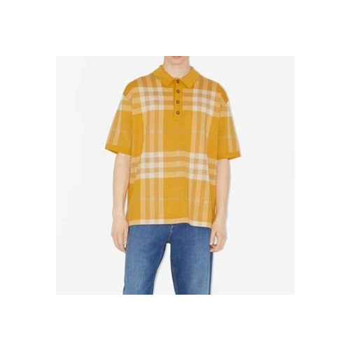 버버리 남성 옐로우 폴로 반팔티 - Burberry Mens Yellow Short Sleeved Tshirts - bu156x