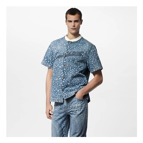 루이비통 남성 블루 크루넥 반팔티 - Louis vuitton Mens Blue Short sleeved Tshirts - lv816x
