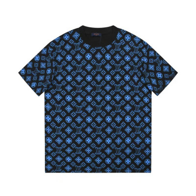 루이비통 남성 블루 크루넥 반팔티 - Louis vuitton Mens Blue Short sleeved Tshirts - lv838x