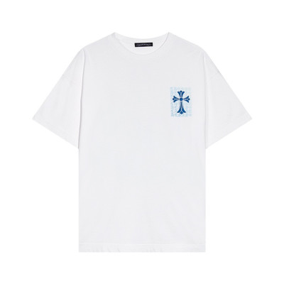 크롬하츠 남성 화이트 블랙 반팔티 - Chrom Hearts Mens White Short sleeved T-shirts - ch128x