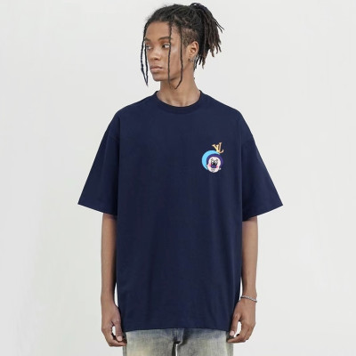루이비통 남성 네이비 크루넥 반팔티 - Louis vuitton Mens Navy Short sleeved Tshirts - lv842x