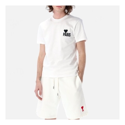 아미 남성 크루넥 화이트 반팔티 - Ami Mens White Tshirts - am04x