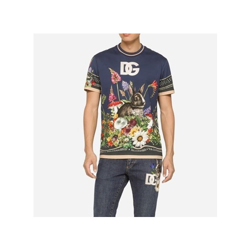 돌체앤가바나 남성 네이비 크루넥 반팔티 - Dolce&Gabbana Mens Navy Tshirts - dol455x