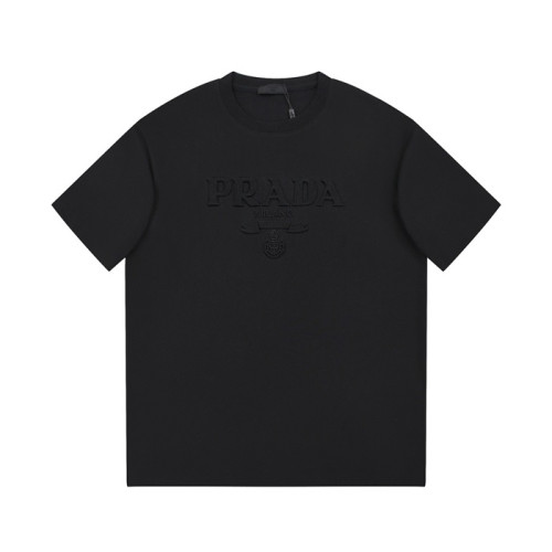 프라다 남성 크루넥 블랙 반팔티 - Prada Mens Black Short sleeved T-shirts - pr448x