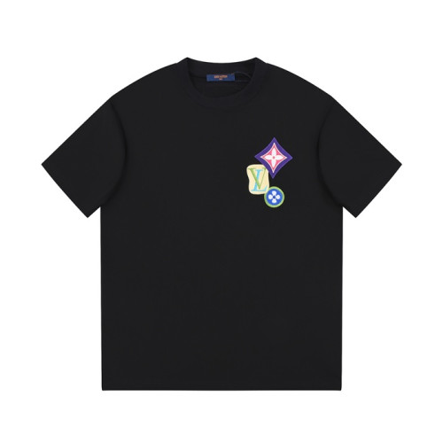 루이비통 남성 블랙 크루넥 반팔티 - Louis vuitton Mens Black Short sleeved Tshirts - lv853x