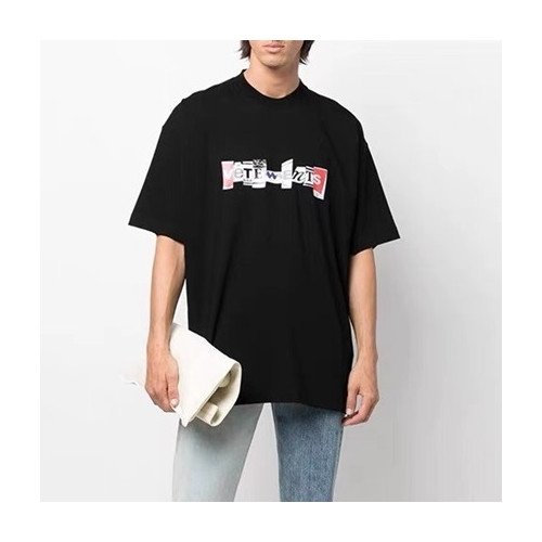 베트멍 남/녀 트렌디 블랙 반팔티 - Vetements Unisex Black Tshirts - vet318x