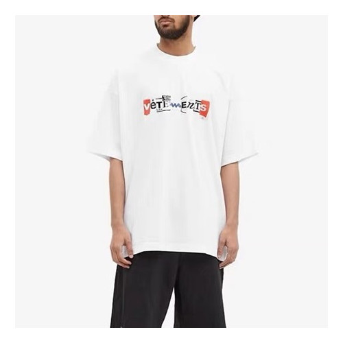 베트멍 남/녀 트렌디 화이트 반팔티 - Vetements Unisex White Tshirts - vet319x