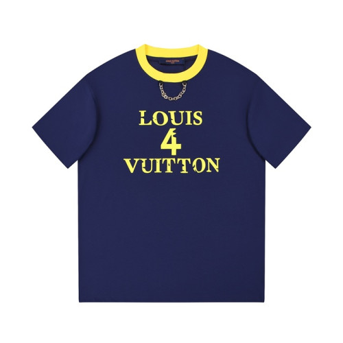 루이비통 남성 네이비 크루넥 반팔티 - Louis vuitton Mens Navy Short sleeved Tshirts - lv868x