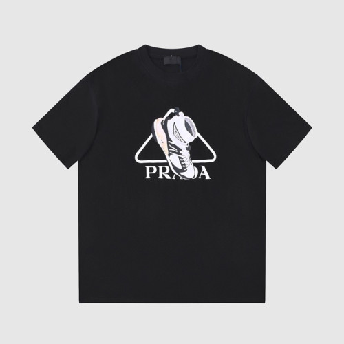 프라다 남성 크루넥 블랙 반팔티 - Prada Mens Black Short sleeved T-shirts - pr464x