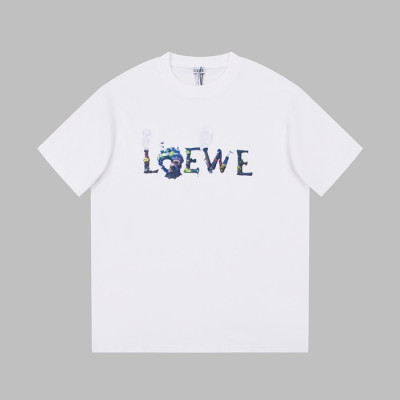로에베 남/녀 이니셜 화이트 반팔티 - Loewe Unisex White Short sleeved Tshirts - loe718x