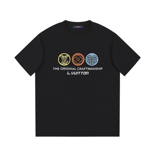 루이비통 남성 블랙 크루넥 반팔티 - Louis vuitton Mens Black Short sleeved Tshirts - lv955x