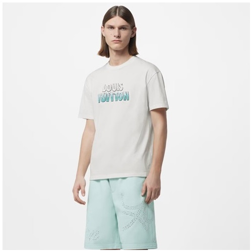 루이비통 남성 화이트 크루넥 반팔티 - Louis vuitton Mens White Short sleeved Tshirts - lv961x