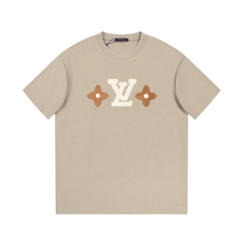 루이비통 남성 베이지 크루넥 반팔티 - Louis vuitton Mens Beige Short sleeved Tshirts - lv1058x