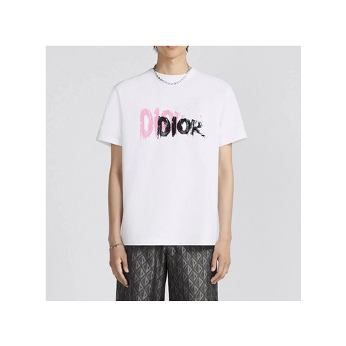 디올 남성 화이트 크루넥 반팔티 - Dior Mens White Short sleeved Tshirts - di491x