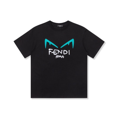 펜디 남성 블랙 크루넥 반팔티 - Fendi Mens Black Short sleeved Tshirts - fe133x