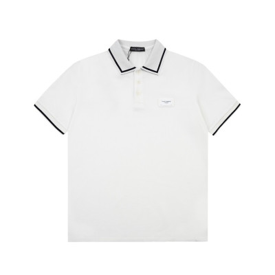 돌체앤가바나 남성 화이트 폴로 반팔티 - Dolce&Gabbana Mens White Tshirts - dol467x