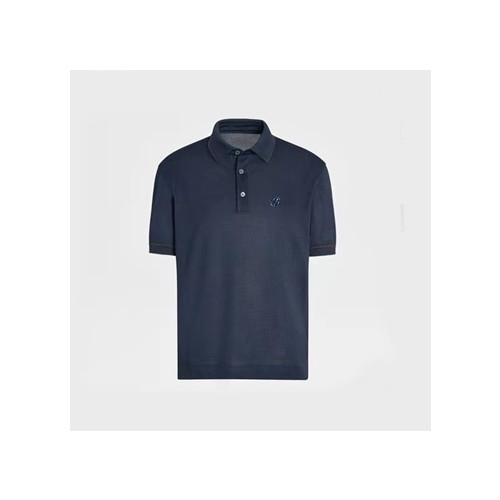 제냐 남성 네이비 폴로 반팔티 - Zegna Mens Navy Short sleeved Tshirts - ze93x