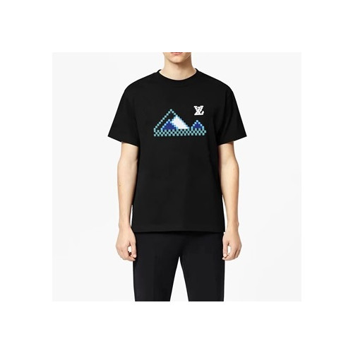 루이비통 남성 블랙 크루넥 반팔티 - Louis vuitton Mens Black Short sleeved Tshirts - lv1133x