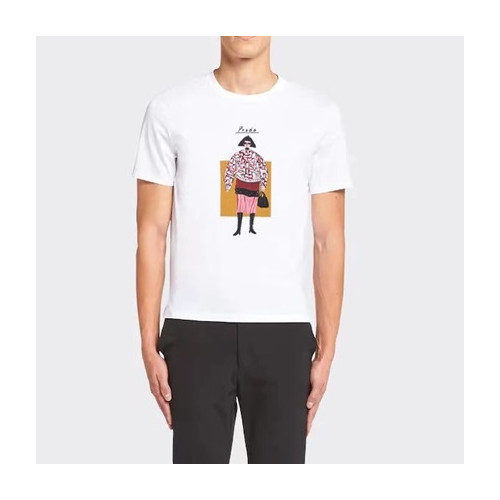 프라다 남성 크루넥 화이트 반팔티 - Prada Mens White Short sleeved Tshirts - pr535x