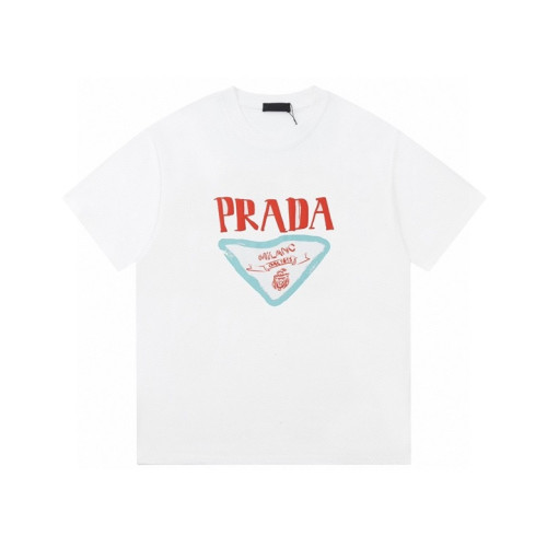 프라다 남성 크루넥 화이트 반팔티 - Prada Mens White Short sleeved Tshirts - pr541x