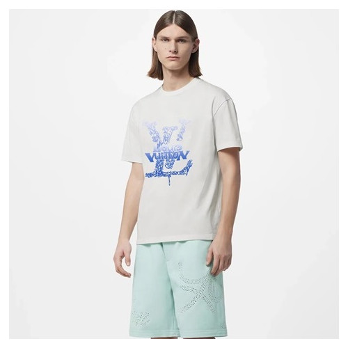 루이비통 남성 화이트 크루넥 반팔티 - Louis vuitton Mens White Short sleeved Tshirts - lv1151x