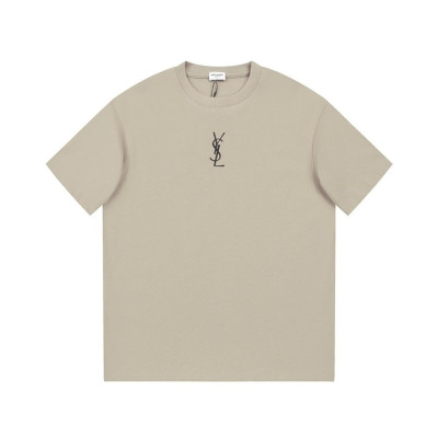입생로랑 남성 카멜 크루넥 반팔티 - Saint laurent Mens Camel Short sleeved Tshirts - ysl365x