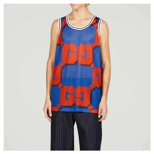 구찌 남성 블루 나시 - Gucci Mens Blue Sleeveless Tshirts - gu752x