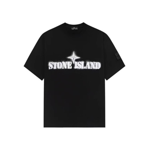 스톤아일랜드 남성 블랙 크루넥 반팔티 - Stone Island Mens Black Tshirts - st76x