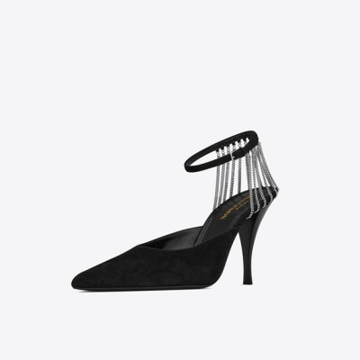 입생로랑 여성 블랙 슬링백 - Saint Laurent Womens Black Sandals - ysl395x