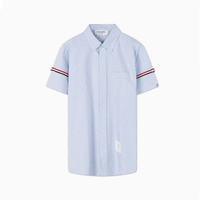 톰브라운 남성 블루 반팔 셔츠 - Thom Browne Mens Blue Half sleeved Shirts - to72x