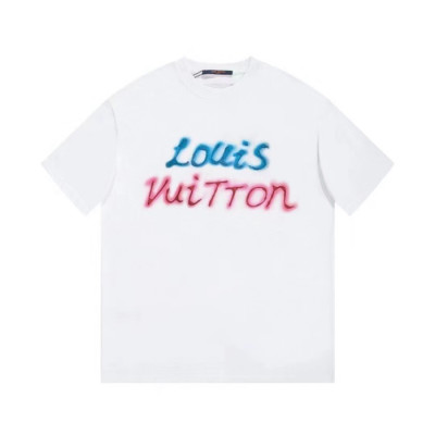 루이비통 남성 화이트 크루넥 반팔티 - Louis vuitton Mens White Short sleeved Tshirts - lv1375x
