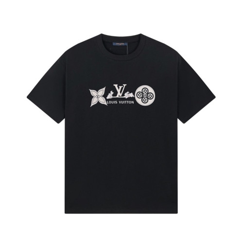 루이비통 남성 블랙 크루넥 반팔티 - Louis vuitton Mens Black Short sleeved Tshirts - lv1380x