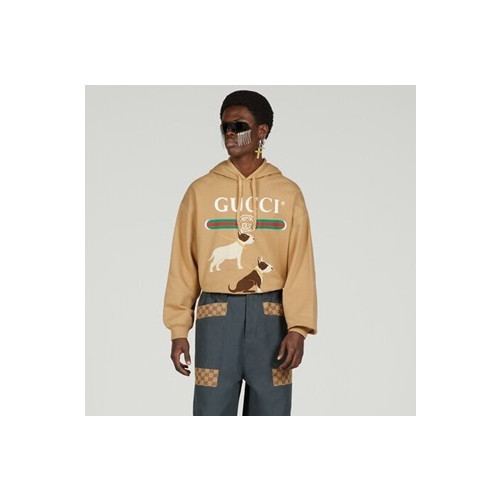 구찌 남/녀 트렌디 카멜 후드티 -  Gucci Unisex Camel Hoodie - gu766x