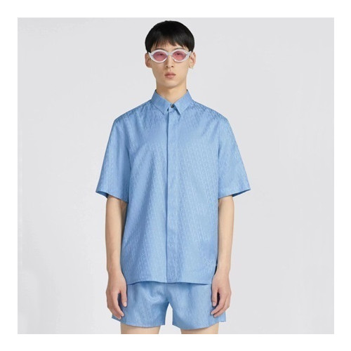 디올 남성 블루 반팔 셔츠 - Dior Mens Blue Half sleeved Tshirts - di521x