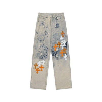 크롬하츠 남성 트렌디 그레이 청바지 - Chrom Hearts Mens Gray Jeans - ch170x