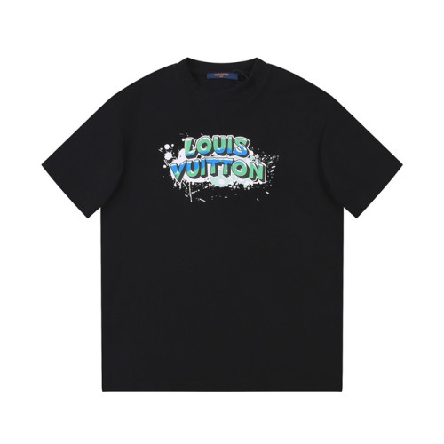 루이비통 남성 크루넥 블랙 반팔티 - Louis vuitton Mens Black Short Sleeved Tshirts - lv1437x