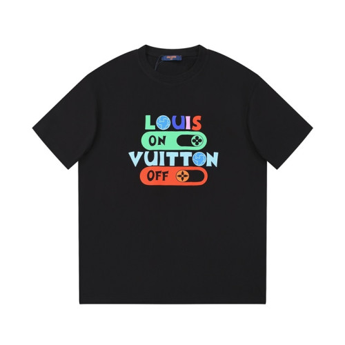루이비통 남성 크루넥 블랙 반팔티 - Louis vuitton Mens Black Short Sleeved Tshirts - lv1455x