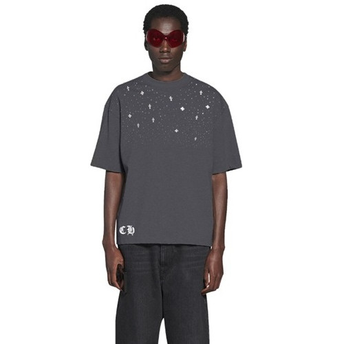 크롬하츠 남성 그레이 크루넥 반팔티 - Chrom Hearts Mens Gray Short sleeved Tshirts - ch176x