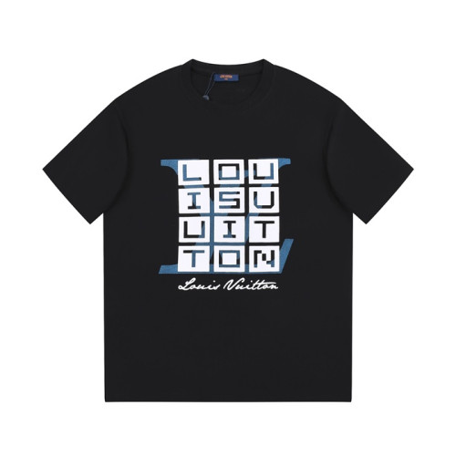 루이비통 남성 크루넥 블랙 반팔티 - Louis vuitton Mens Black Short Sleeved Tshirts - lv1474x