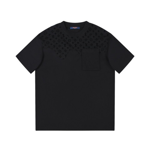 루이비통 남성 크루넥 블랙 반팔티 - Louis vuitton Mens Black Short sleeved Tshirts - lv1520x